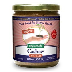 BTR™ Hand- Cracked Cashew Butter - SPROUTED, Certified Organic, Raw- 16 oz