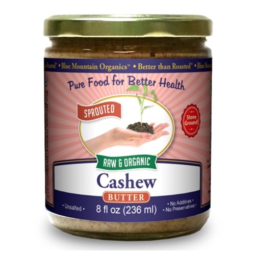 BTR™ Hand- Cracked Cashew Butter - SPROUTED, Certified Organic, Raw- 16 oz