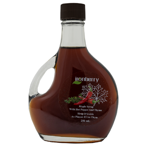 Maple Syrup with Hot Peppers and Thyme. 250ml (Non-GMO, gluten-free, Kosher, and Vegan) - IronBerry