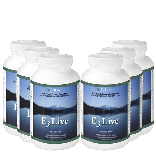 E3Live™ - 6 bottles - The World's First and Only Fresh-Frozen 100% AFA - Blue Green Algae (16oz./bottle) - FREE SHIPPING